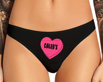 Candy Heart Panties Custom Personalized With Your Words  Naughty Funny Customized Valentine Gift For Her Womens Panty Thong Lingerie