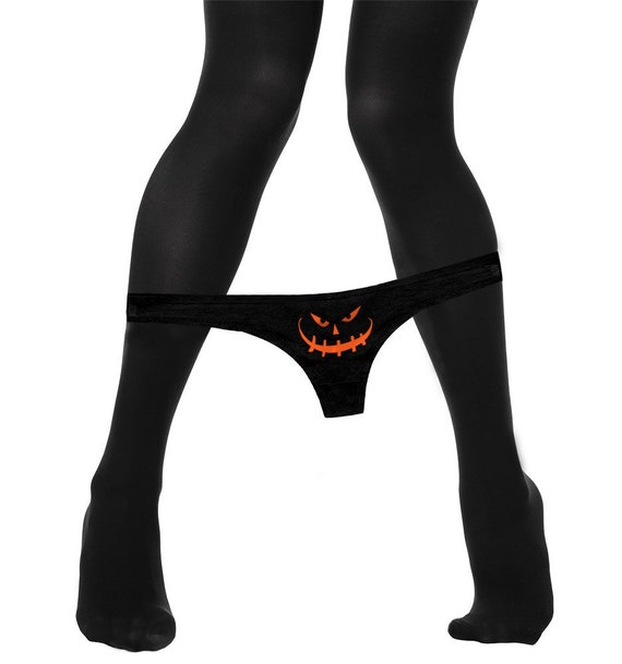 Halloween Jack O Lantern Panties Funny   Bachelorette Party Bridal Gift Panty Womens Thong Panties