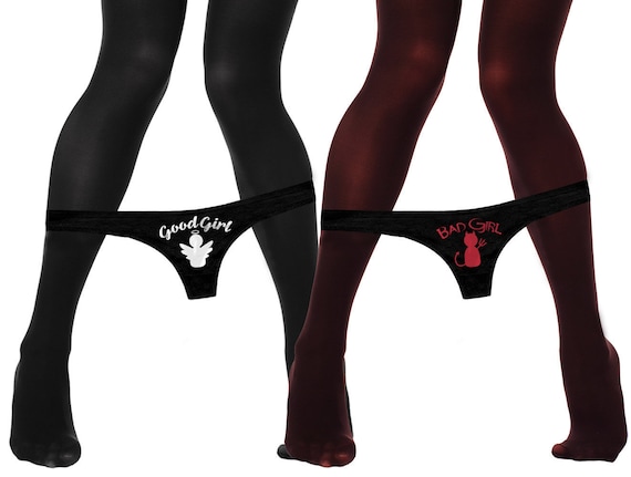 Good Girl Bad Girl Panties Funny Cute   Bachelorette Party Bridal Gift Panty Set Womens Thong Panties