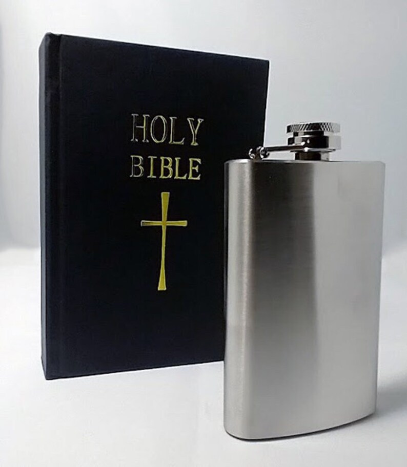 Secret Bible Flask Hidden Hip Flask Gift, Gag Gift, Alcohol Flask, Secret Hidden Hip Flask, 4oz Stainless Steel Flask, Whiskey Flask image 1