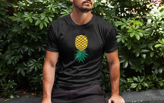 Upside Down Pineapple Shirt Swinger Threesome DTF Poly Slut Shirt Mens Tee Shirt