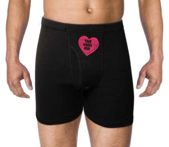 Custom Candy Heart Mens Underwear Funny Gift for Him Boyfriend