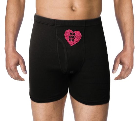 Custom Candy Heart Mens Underwear Funny Gift For Him Boyfriend Husband Groom Anniversary Valentines Day Mens Boxer Briefs Underwear