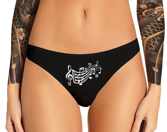 Music Notes Panties Funny  Naughty  Bachelorette Party Bridal Gift Panty Womens Thong Lingerie