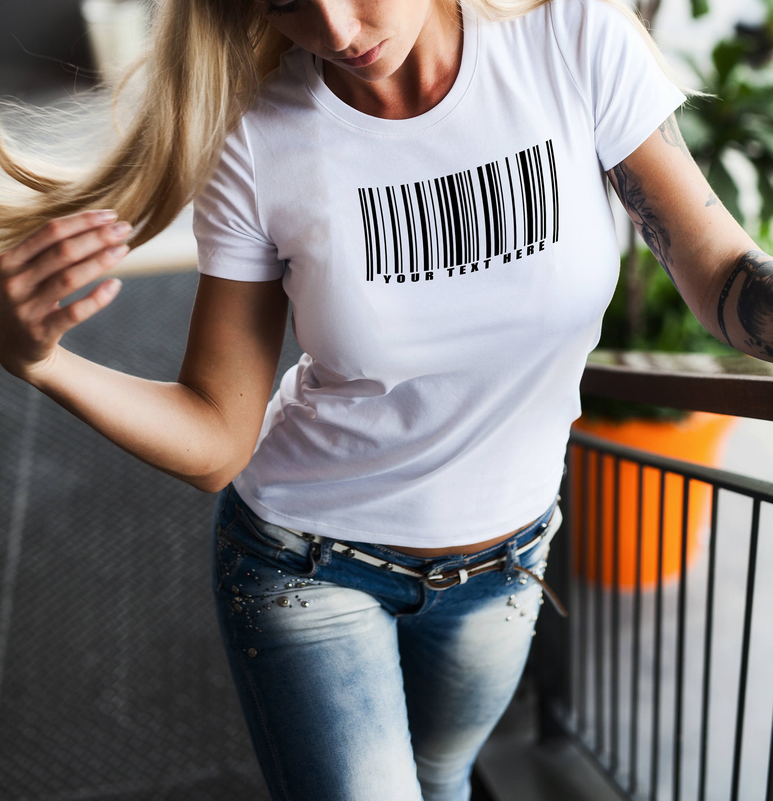 Custom Personalized Barcode Shirt with your custom text under the barcode, ...