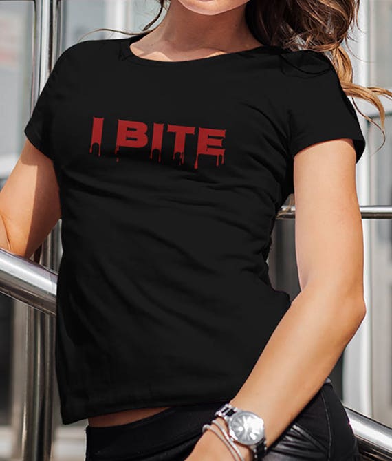 I BITE Shirt, Halloween Shirt, Womens Tee Shirt