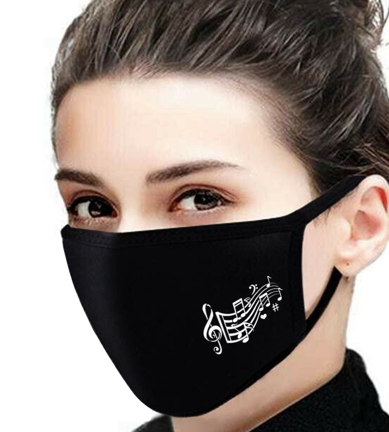 Music Notes Face Mask Reusable Two Layers Washable Mask image picture