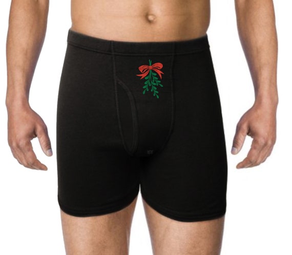 Mistletoe Underwear Funny Mens Holiday Gift For Boyfriend Husband Dad Groom Anniversary Christmas Gift Mens Boxer Briefs Underwear