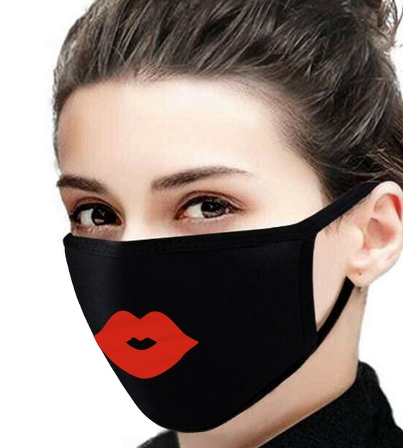 Kissing Lips Face Mask, Cute, Funny, Reusable, Two Layers, Washable Mask, Travel Mask, Dust Mask, Allergy Mask, Gag Gift Facemask