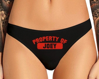 Custom Personalized Property Of Panties  Funny Submissive Collared Bride Wedding Gift Customized Womens Thong Panties