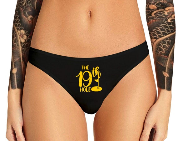 19th Hole Panties Funny Golfer Naughty Bachelorette Party Bridal Gift Golf Panty Womens Thong Lingerie Underwear