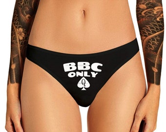 BBC Only Panties, Queen Of Spades Panties, BBC Panty, Cuckold Womens Thong Panties (v2)