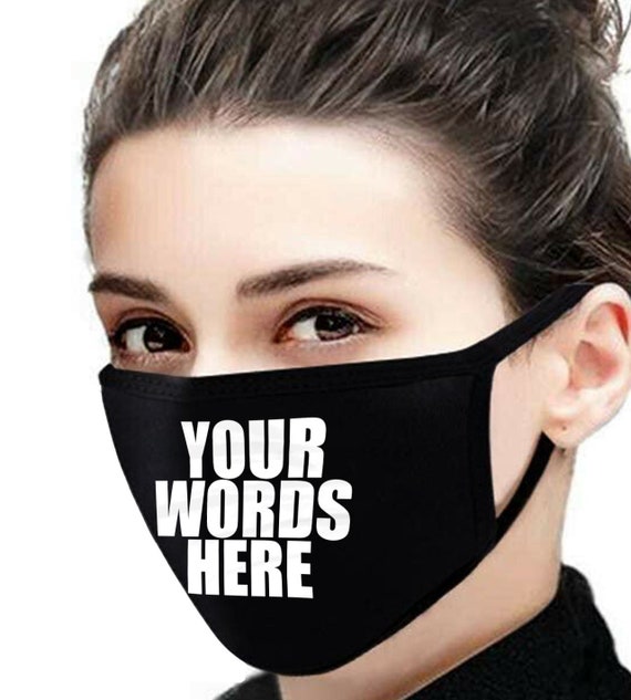 Custom Black Face Mask, Reusable, Two Layers, Washable Mask, Travel Mask, Dust Mask, Allergy Mask, Personalized Facemask