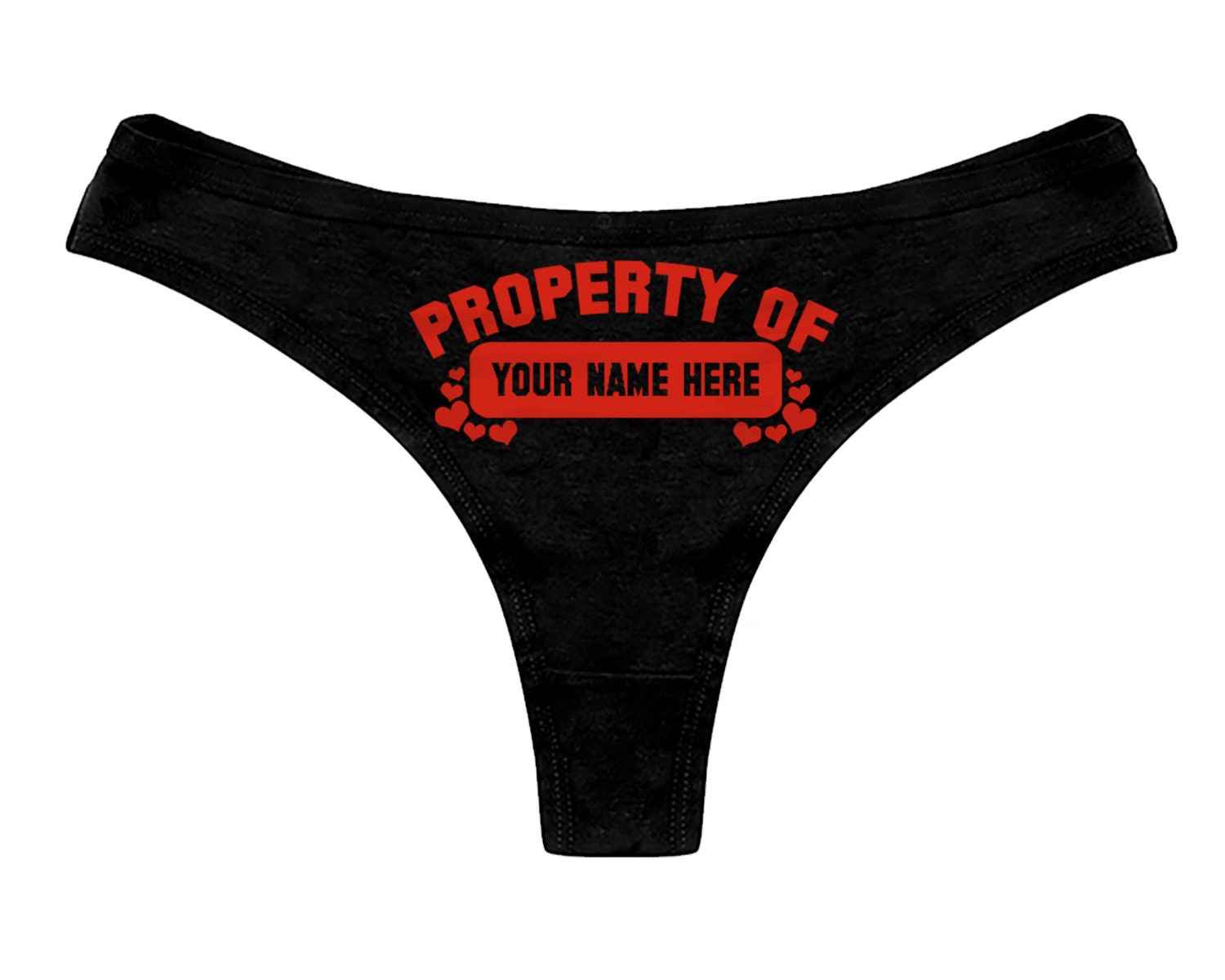 Custom Personalized Property Of Panties Customized Panty With Your Name And Hearts Customized 