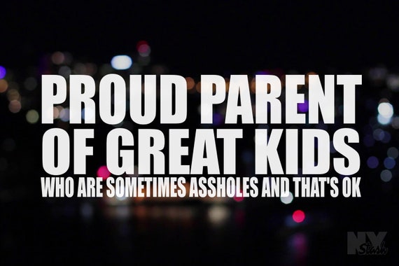 Proud Parent Of Great Kids Who Are Sometimes Assholes And That's OK Vinyl Decal Sticker