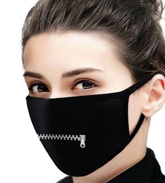 Zip It Face Mask, Funny Zipper Print Mask, Reusable, Two Layers, Washable Mask, Travel Mask, Dust Mask, Allergy Mask, Gag Gift Facemask