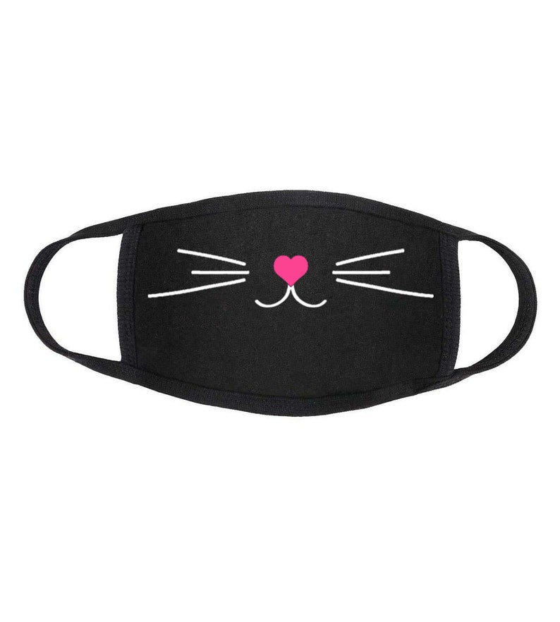 Cat Face Mask Cat Whiskers Mask Cute Funny Reusable Two Etsy