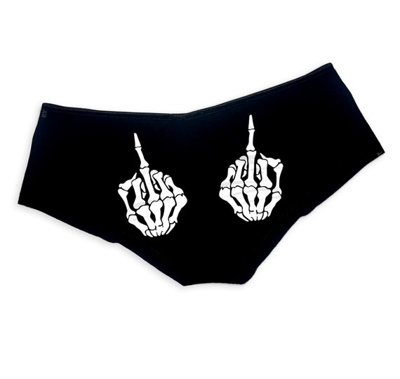 Skeleton Hands Middle Fingers Panties  Funny  Gothic Panties Booty Bachelorette Party Bridal Gift  Panty Womens Underwear