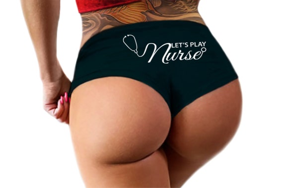 Lets Play Nurse Panties   Funny Booty Bachelorette Party Bridal Gift Doctor Healthcare Dr Stethoscope Womens Underwear