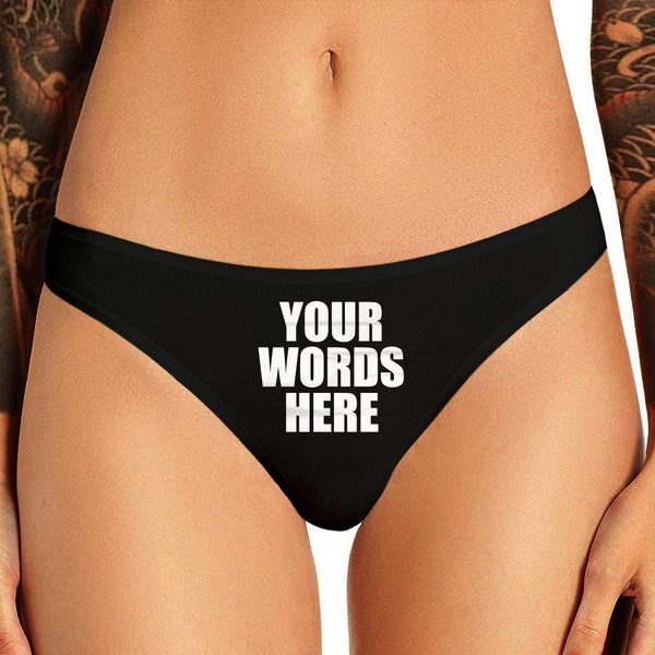 Custom Personalized Thong Panties With Your Words Custom Printed Sexy Fun Funny Customized Panty Womens Thong Lingerie