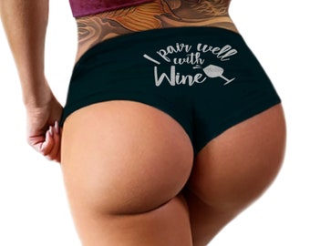 I Pair Well With Wine Panties Sexy Funny Booty Bachelorette Party Bridal Gift Womens Underwear
