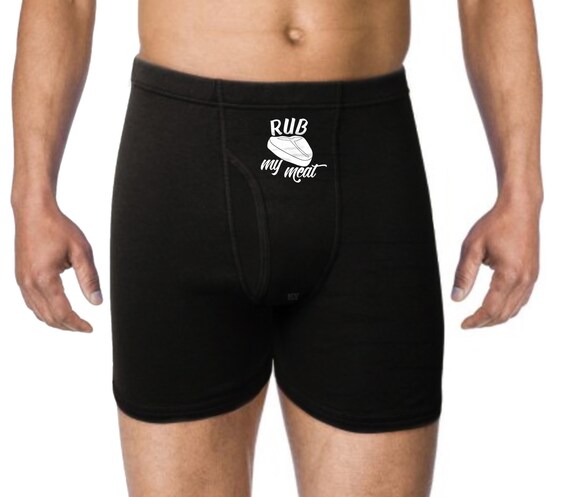 Rub My Meat Funny Mens Underwear Funny Gift For Him Boyfriend Husband Groom Anniversary Valentines Day Mens Boxer Briefs Underwear