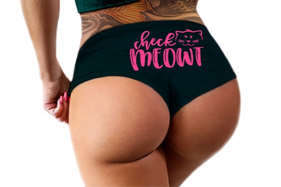 Check Meowt Panties Funny Kitten Cat Play   Bachelorette Party Bridal Gift Panty Womens Underwear