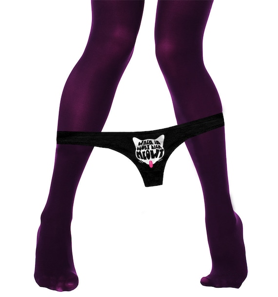 When In Doubt Lick Meowt Panties Funny Kitten Eat Me Out Cat Play   Bachelorette Party Bridal Gift Panty Womens Thong Panties