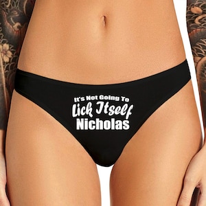 String personnalisé pour ne pas se lécher, personnalisé avec votre nom, cadeau d'enterrement de vie de jeune fille drôle, lingerie de mariée, string personnalisé