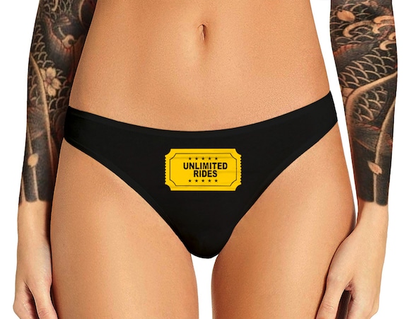 Unlimited Rides Panties Funny  Naughty  Bachelorette Party Bridal Gift Panty Womens Thong Lingerie