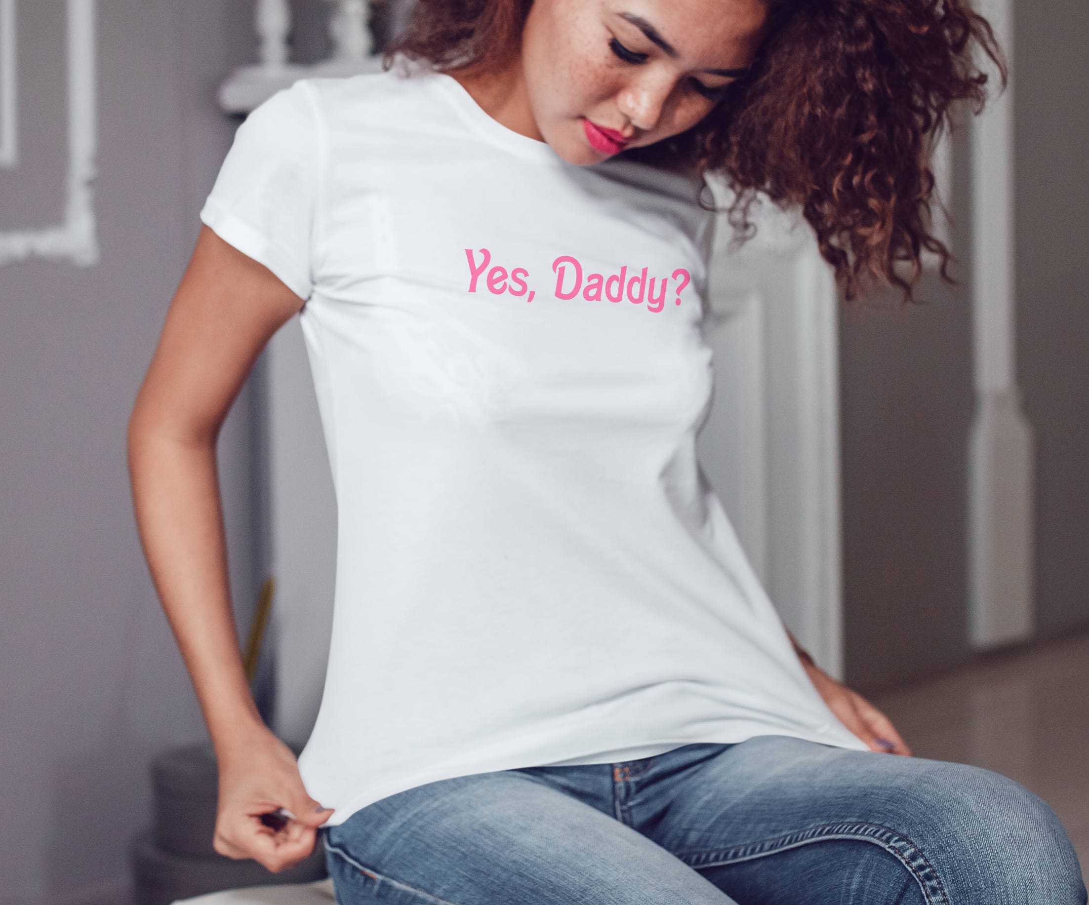 Hovedkvarter Skrive ud tage Yes Daddy? Shirt DDLG Clothing Sexy Slutty Cute Funny Submissive Naughty  Bachelorette Party Gag Gift DDLG Womens Tee Shirt