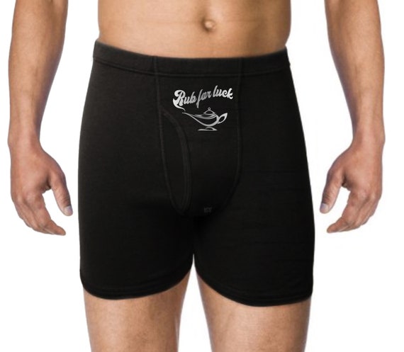 Rub For Luck Mens Underwear Funny Gift For Him Boyfriend Husband Groom Anniversary Valentines Day Mens Boxer Briefs Underwear