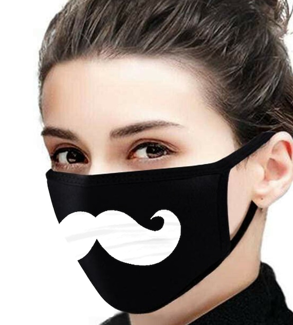 Mustache Face Mask, Funny, Reusable, Two Layers, Washable Mask, Travel Mask, Dust Mask, Allergy Mask, Gag Gift Facemask