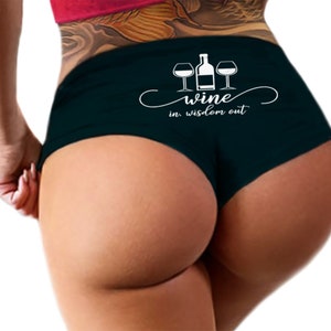 Wine In Wisdom Out Panties  Funny Booty Bachelorette Party Bridal Gift Womens Underwear