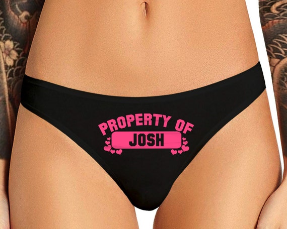 Custom Personalized Property Of Panties Customized Panty With Your Name and Hearts, Customized Womens Thong Panties
