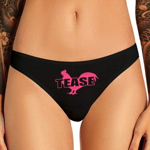 C@*! Tease Panties  Funny  Naughty Bachelorette Party Bridal Gift Panty Womens Thong Panties