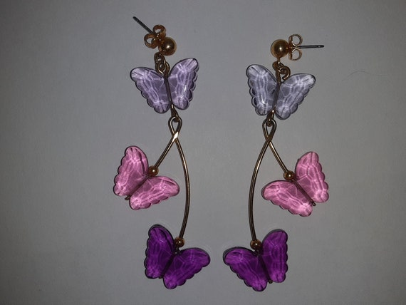 Vintage Butterfly Earrings, 1980s, Dangle Earring… - image 4