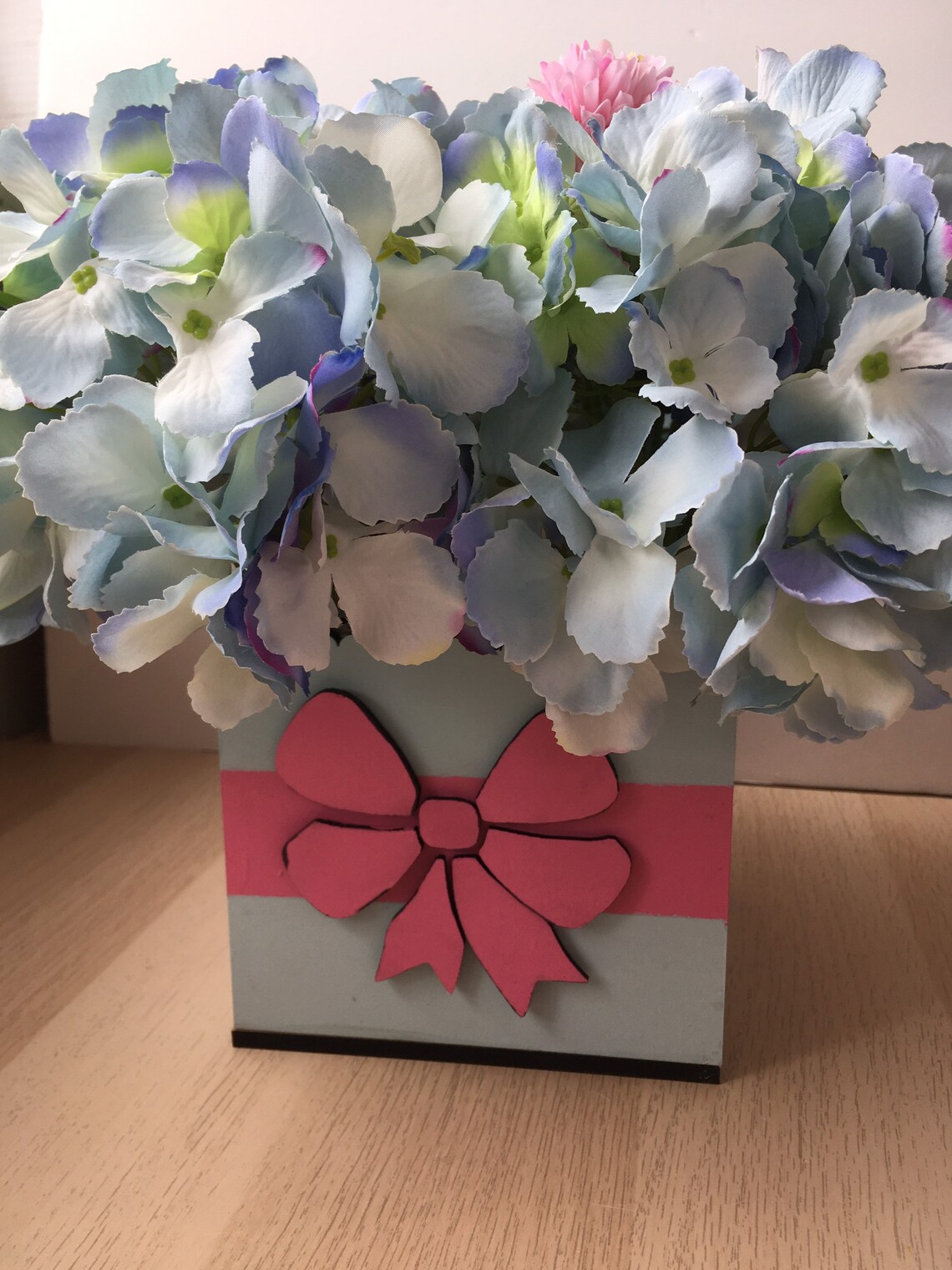 Blue and pink flower box artificial flower arrangements UK Etsy