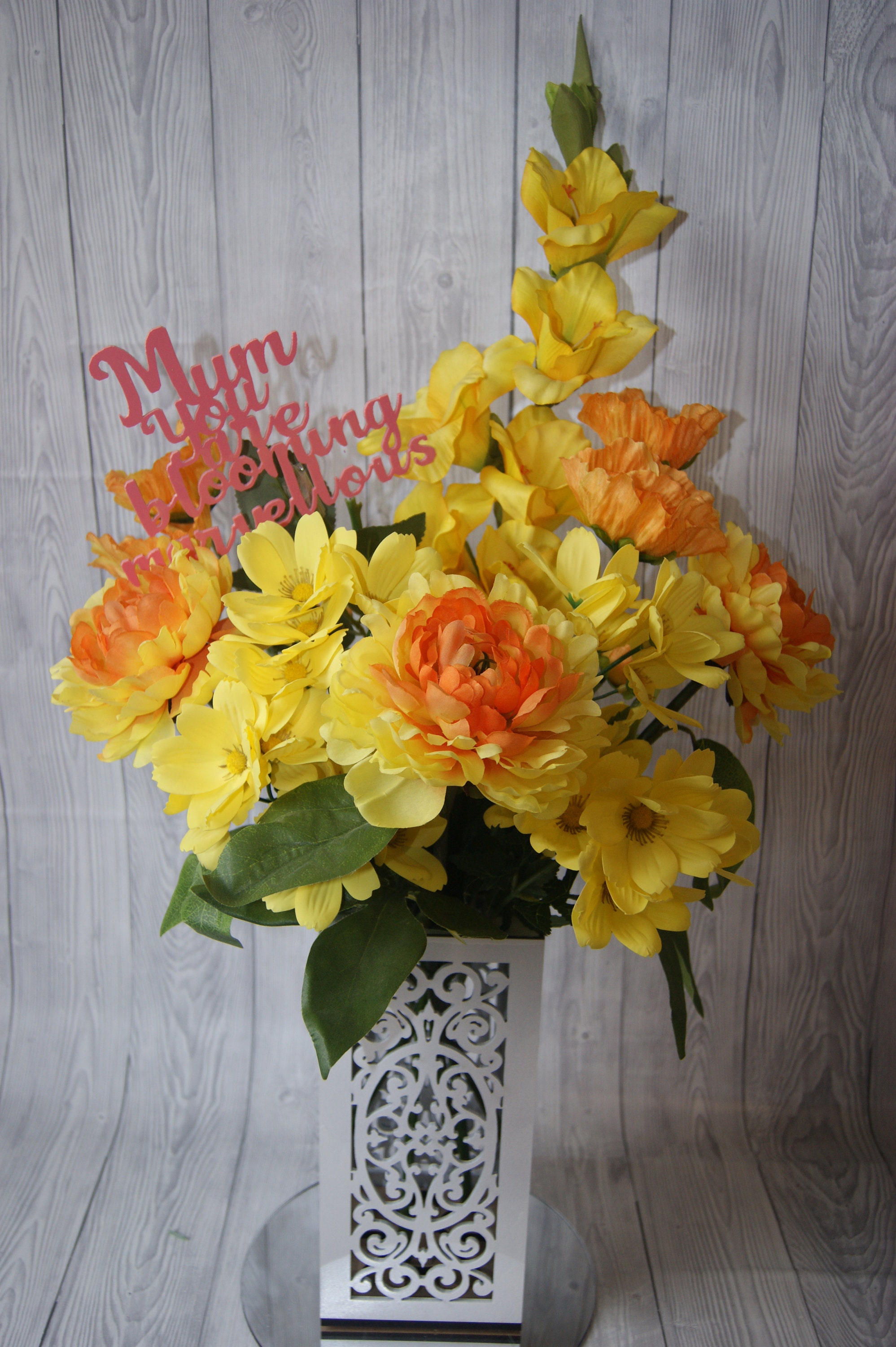 Artificial flowers yellow flower arrangement flower gift Etsy