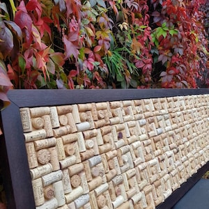Wine Cork Display / Pin Board hand-crafted from re-cycled Corks - size 45 x 155 cm (18&quot; &quot;x 61&quot; approx) - in a &quot;Quad&quot; layout