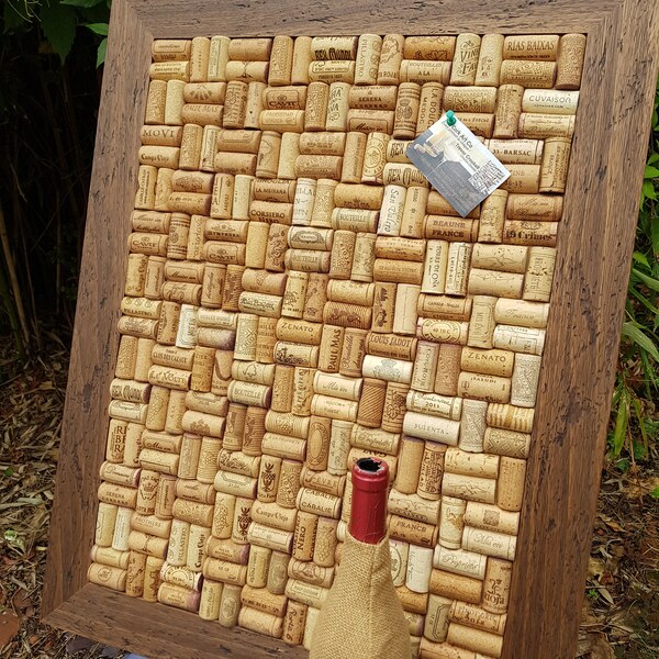 Wine Cork Notice Board in a "Driftwood" frame - size 70 x 55 cm (28" x 20")