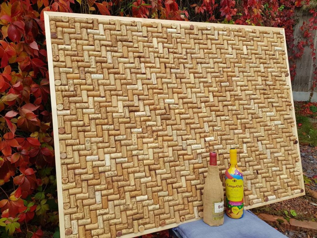 Wine Cork Notice Board Using Recycled Corks in a Herringbone Layout XXL Large Size 48 X 36 120