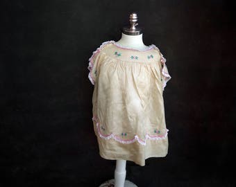 Vintage Baby dress 1920s Cream Embroidered Dress size 2-4