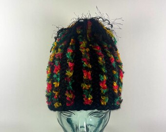 Hand Knit Hat, Cloche, Toque, Beanie, Rasta Hat