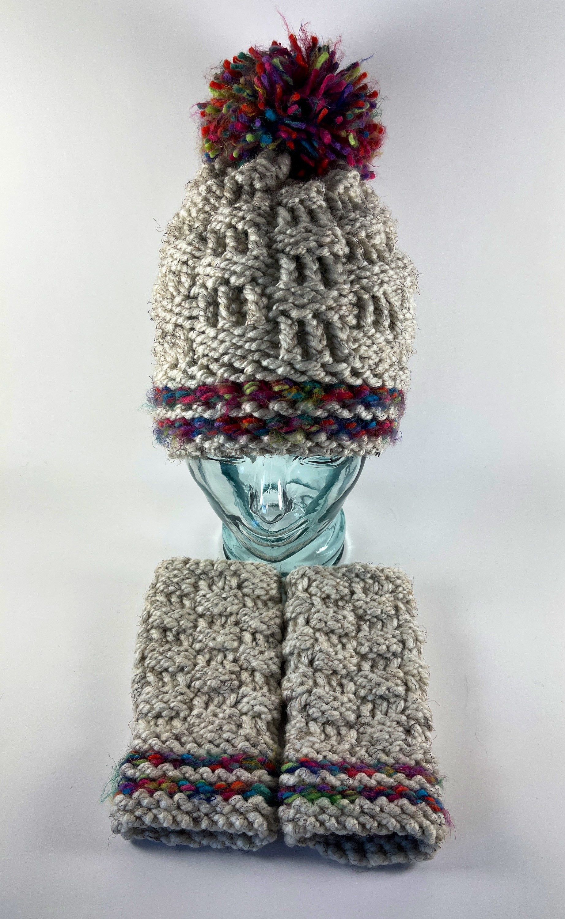 Hand Knit Cloche/Beanie with Pom The Pom-pom - Hand-knit Norwegian Wool Beanie Hat Inspired  main image 2