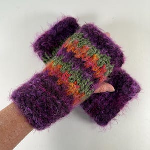 Hand Knit Fingerless Mittens: Alpaca Blend Wrist Warmers