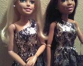 Clothes made to fit for 28 quot Barbie or similar dolls, Gorgeous one shoulder fashionable maxi dress handmade by Mvious Da 39 Zigns