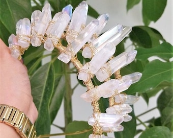 Ängel Aura Kvartskristall Huvudbonad – Boho Brudtiara