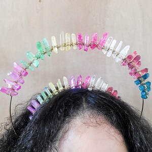 halo crown, festival crown, rainbow tiara, bridal headpiece, crystal halo, wedding headpiece, wedding crown, mermaid crown, ready to ship
