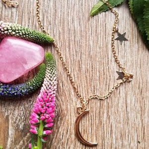 crescent moon, necklace, silver moon, gold moon, moon necklace, moon phase,half moon necklace, moon pendant, secret santa, christmas gift